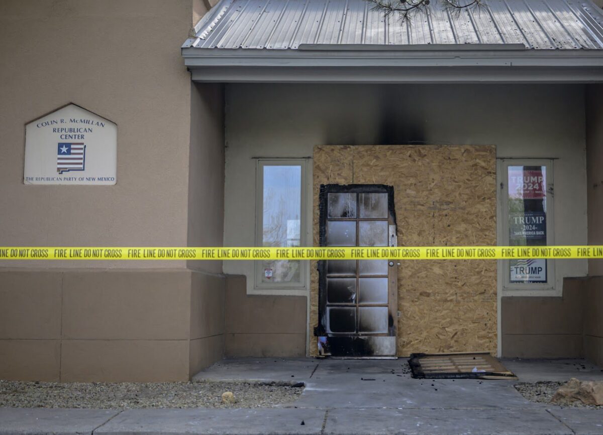 A fire broke out at the entrance of a Republican Party of New Mexico office Sunday morning. Party officials say the fire is a case of arson.
