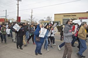 A rally by AFT-New Mexico opposing PARCC testing.  Photo by Margaret Wright.