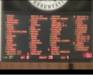 The final vote on HB 76 in the House after all Democrats boycotted the vote.