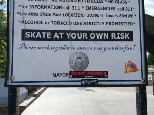 A sign at Los Altos Skate Park. Photo Credit: Justice for Jaquise Lewis Facebook page