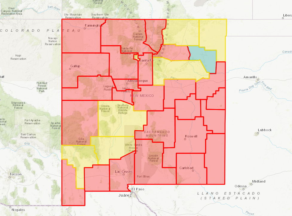 Seven counties move to yellow restrictions from red, as drop in cases continues around the state