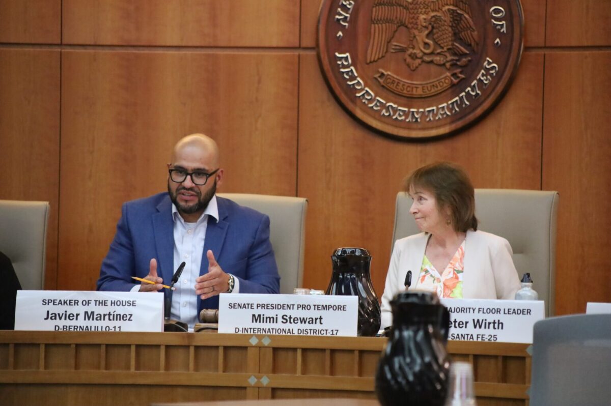 New Mexico House Speaker Javier Martínez and Senate President Pro Tem Mimi Stewart and the rest of the Legislative Council on Monday voted to create the Federal Infrastructure Funds and Stability Interim Committee. (Photo by Austin Fisher / Source NM)
