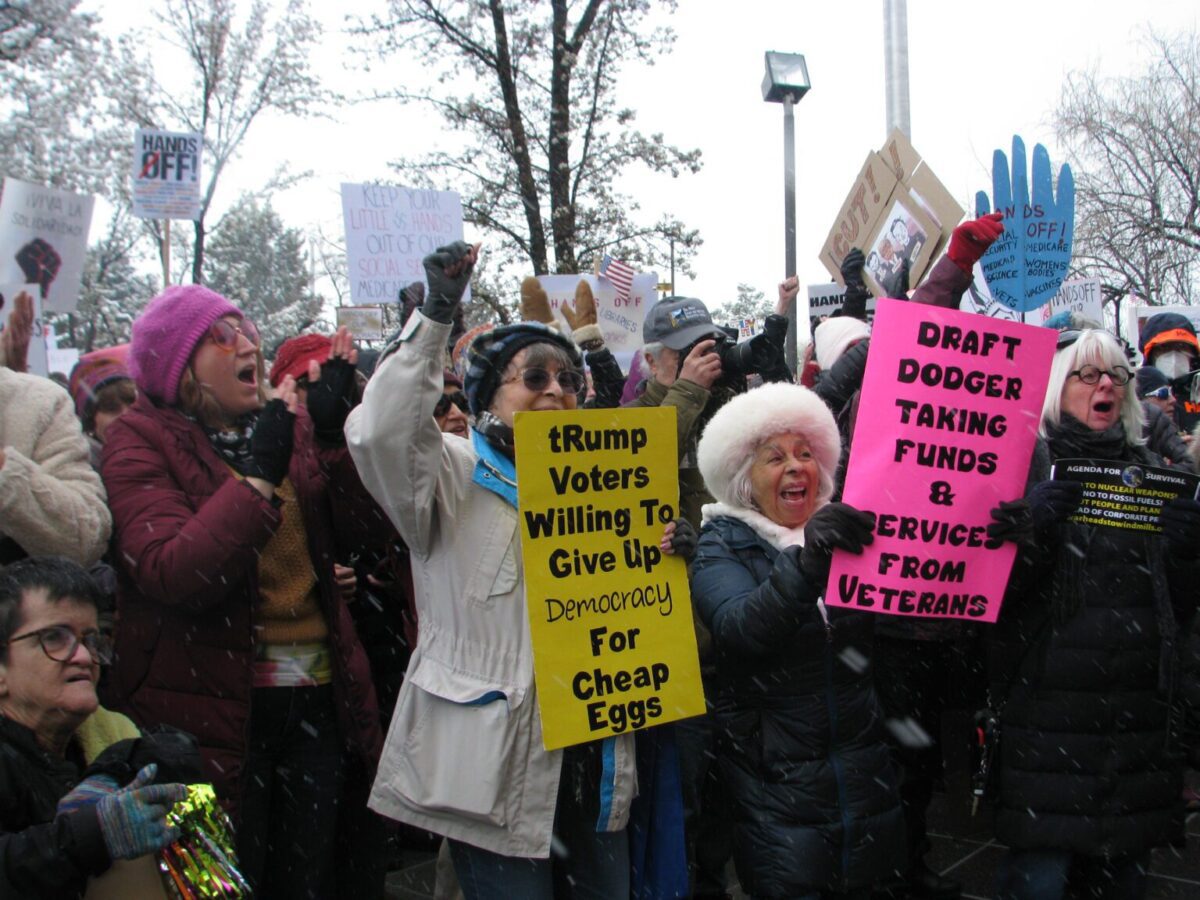 Protesters turned out in the thousands in Santa Fe on April 5, 2025 as part of the national Hands Off demonstration.