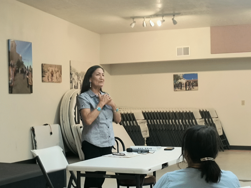 Haaland criticizes Trump budget cuts during campaign visit in Tijeras