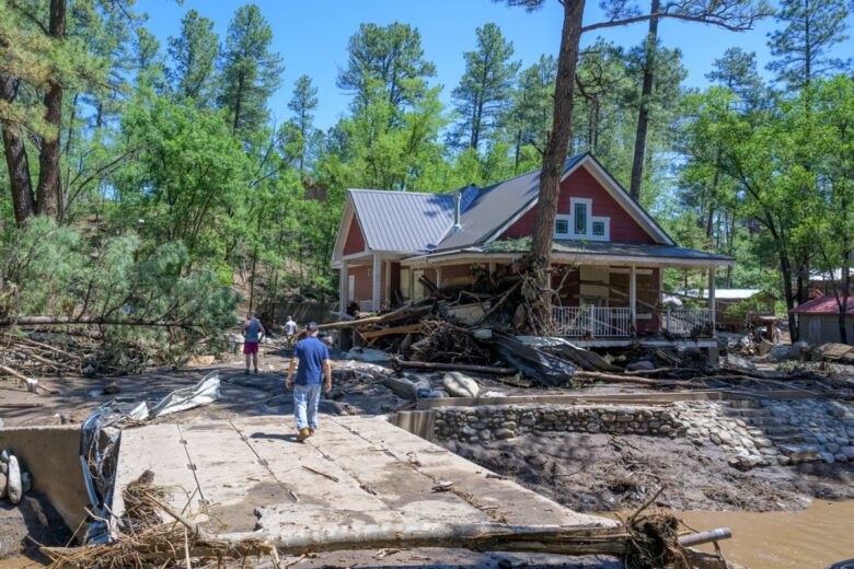 Three people died Tuesday when flash flooding struck Ruidoso, including a 4-year-old girl and a 7-year-old boy who were swept away at an RV park. The Rio Ruidoso reached a record 20.24 feet, 5 feet higher than the previous record set just last year.