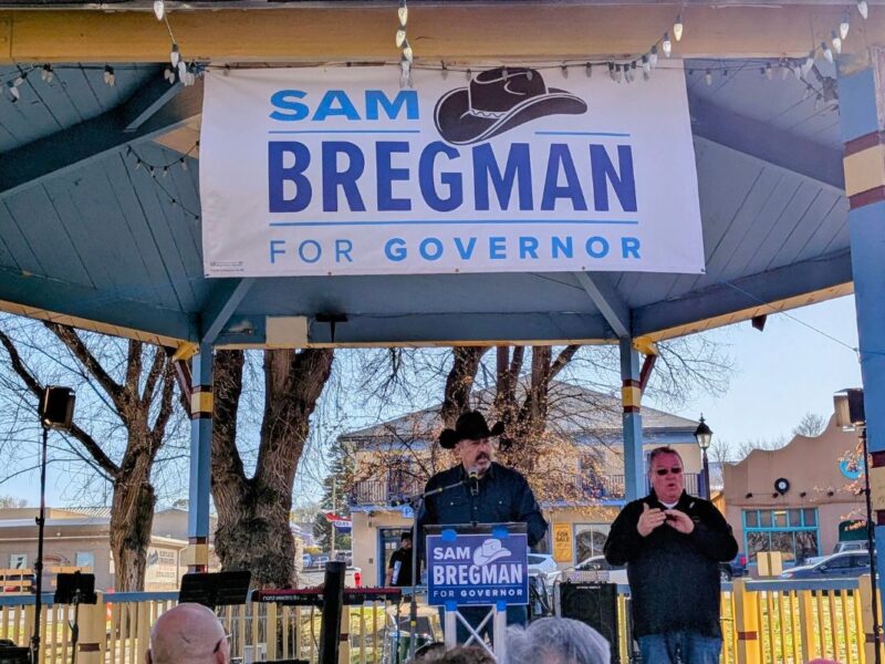 Democratic gubernatorial candidate Sam Bregman is shown during his campaign announcement in April in Las Vegas, NM. (Kevin Hendricks)