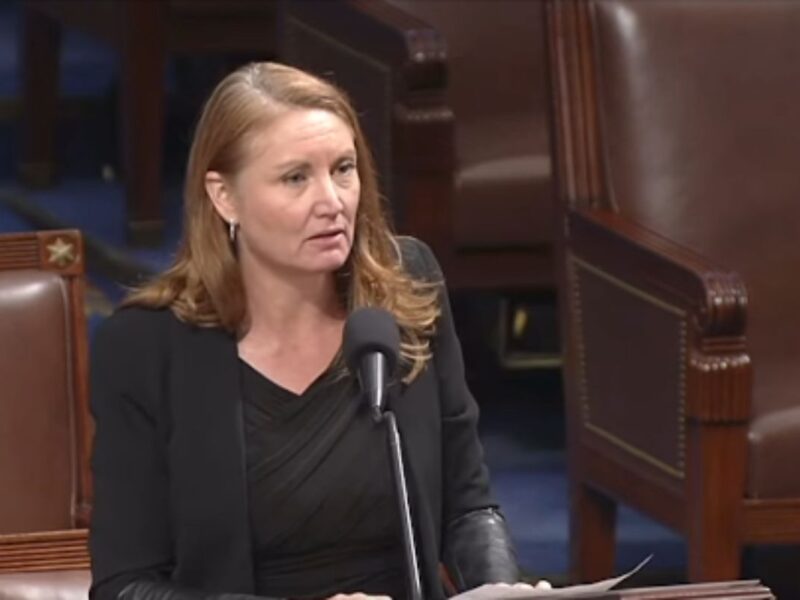 Rep. Melanie Stansbury delivers floor remarks Tuesday accusing government officials of orchestrating a massive cover-up in the Jeffrey Epstein case.