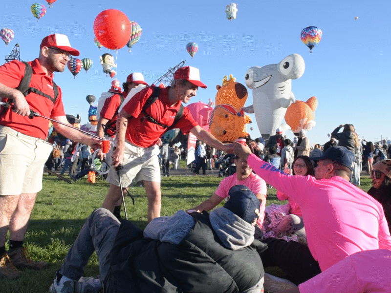 Protestors with WildEarth Guardians and The Yes Men during a satirical protest at AIBF