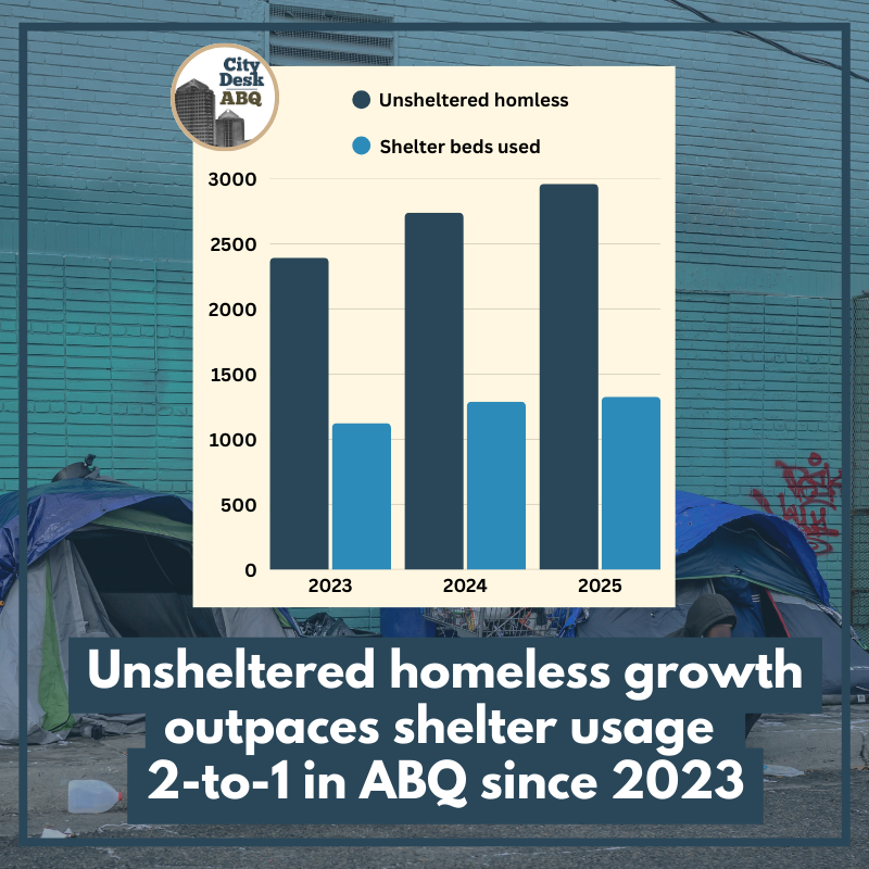 ABQ street homelessness grows 40% since ’23, outpacing shelter use by 2-to-1, count shows