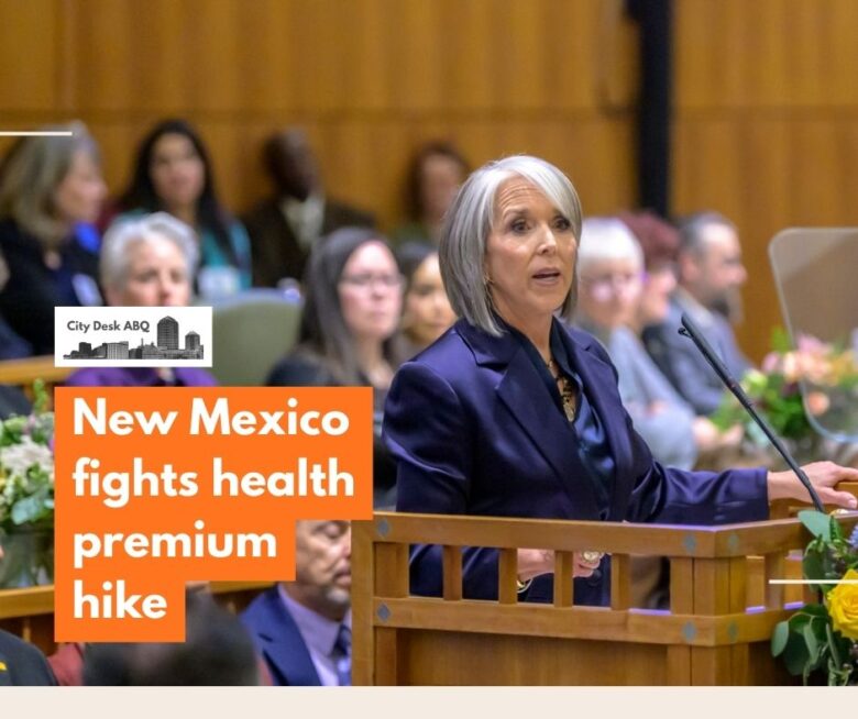 New Mexico Gov. Michelle Lujan Grisham gives her State of the State speech to kick off the 2025 Legislature in Santa Fe. The state is using $17.3 million from its Health Care Affordability Fund to shield BeWell enrollees from premium increases after Congress failed to extend Affordable Care Act tax credits. (Roberto E. Rosales)