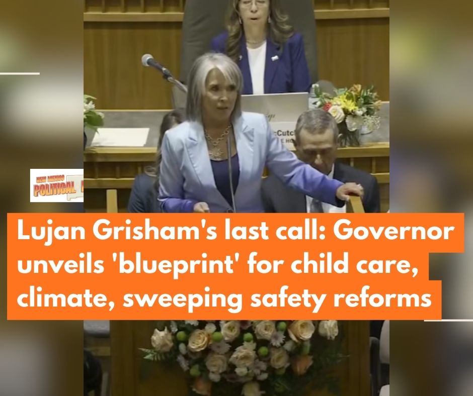 Gov. Michelle Lujan Grisham delivered her eighth and final State of the State address Tuesday, calling on the New Mexico Legislature to "finish strong" by cementing a legacy of universal child care, aggressive climate goals and sweeping public safety reforms.