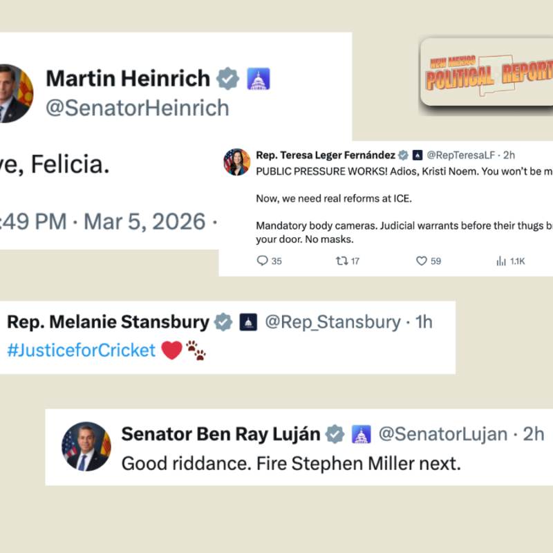 “Bye, Felicia,” “You won’t be missed”: Reactions to Noem’s ouster from New Mexico’s Senators, Reps in Congress
