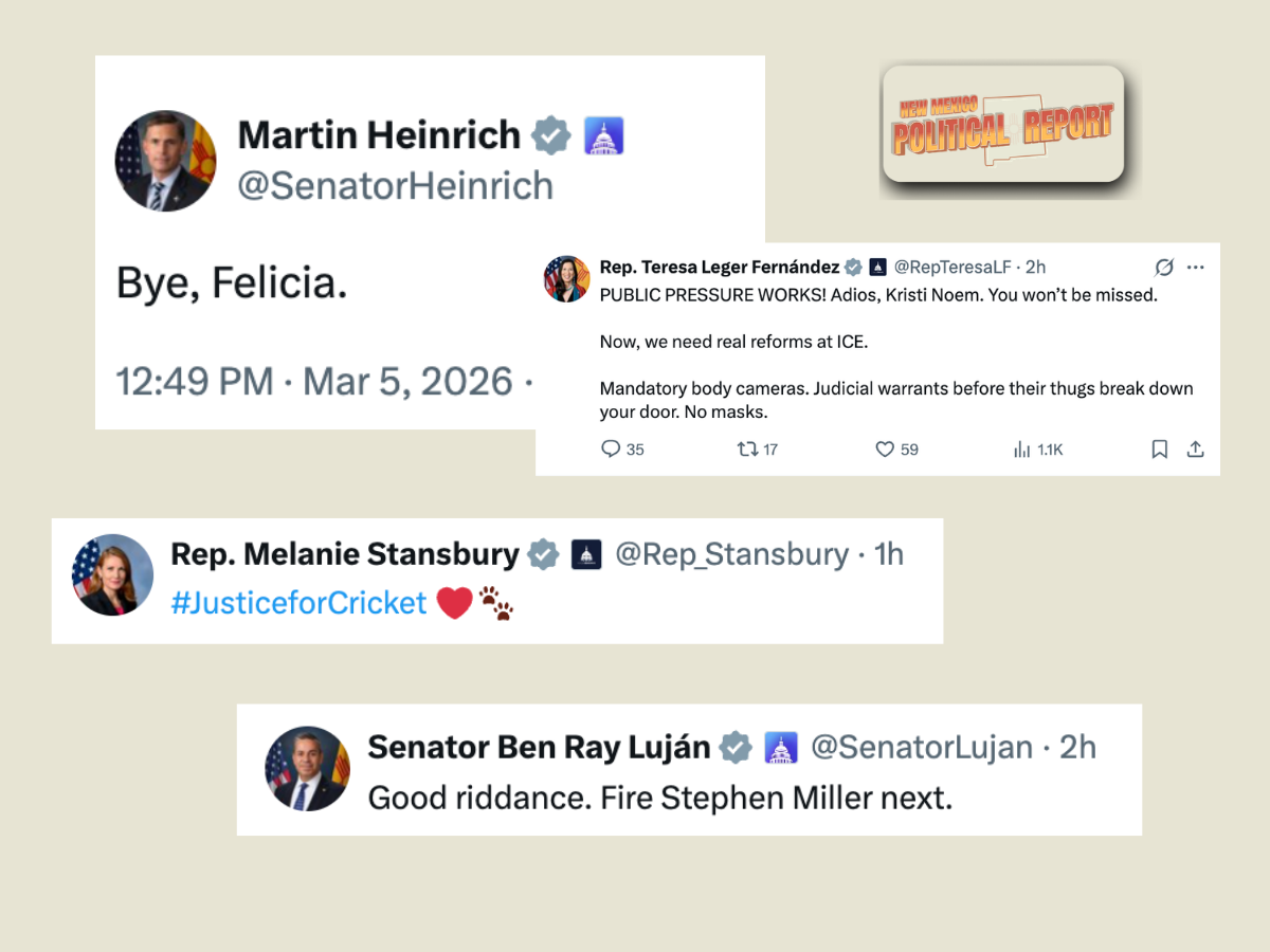 “Bye, Felicia,” “You won’t be missed”: Reactions to Noem’s ouster from New Mexico’s Senators, Reps in Congress