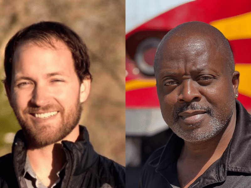 BernCo Commissioner Eric Olivas (l) and challenger Byron Powdrell face off in the June Dem. primary