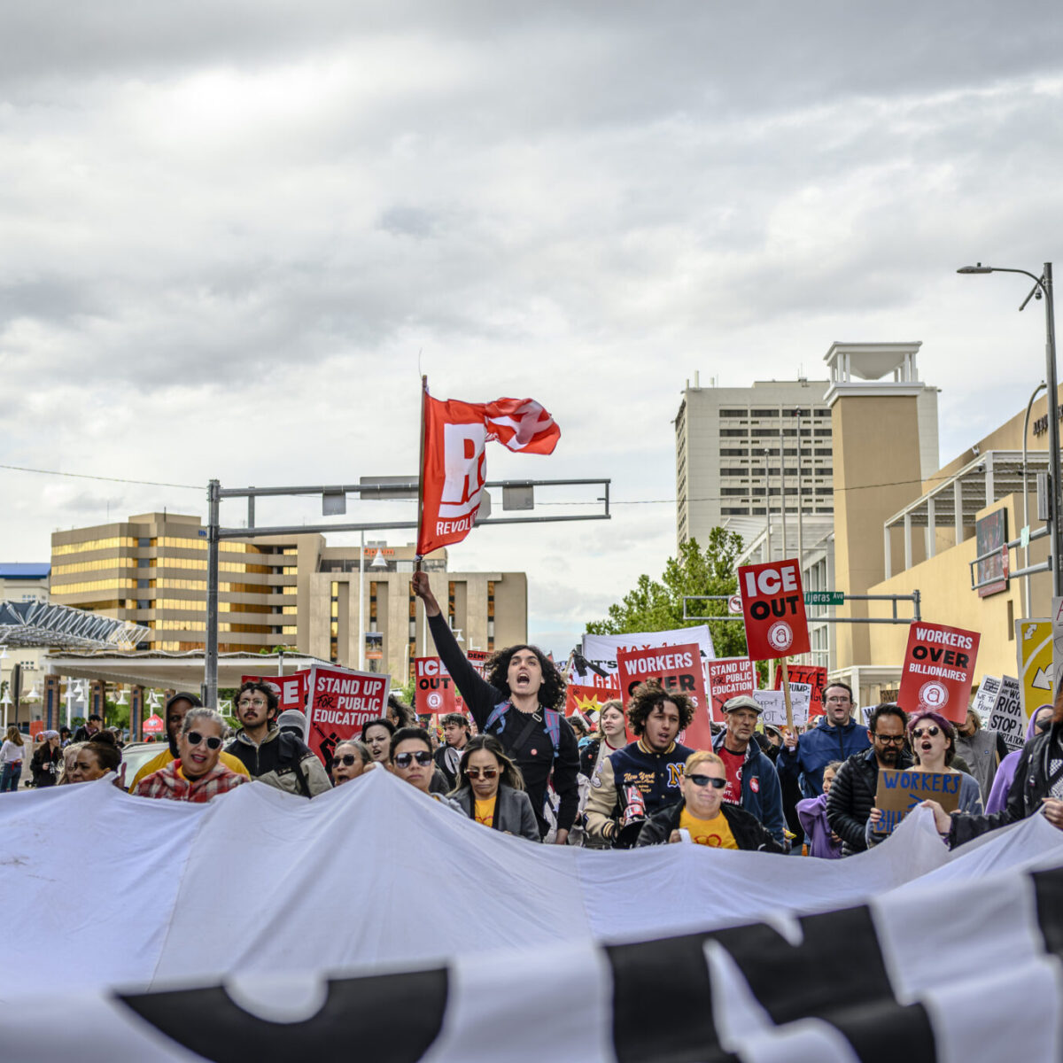 May Day draws thousands to Civic Plaza from unions, allies in fight for “Workers over billionaires”