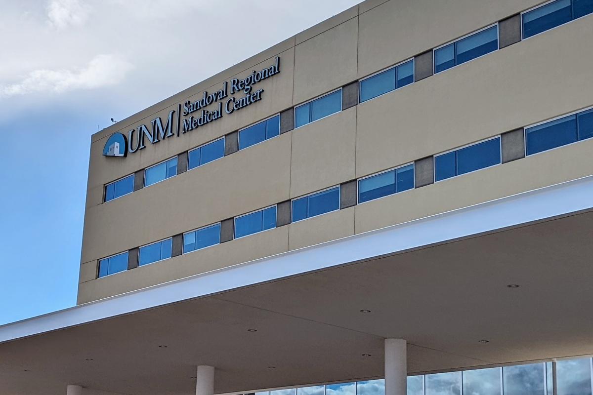 Health care led New Mexico’s job growth, adding 3,700 jobs over the past year. Pictured: UNM Sandoval Regional Medical Center in Rio Rancho.